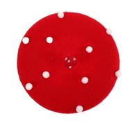 COLLBATH Classic French Wool Mushroom Beret for Women and Soft Warm Red Artist Painter Hat with Unique Dot Pattern Chic Kawaii Cap for Fall Winter