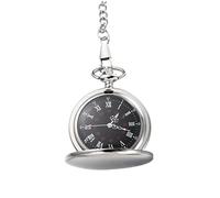 COLLBATH Classic Retro Quartz Pocket Watch for Women with Silver Alloy Case and Long Chain, Elegant Vintage Style Two-Faced Design Suitable as Women's Watch Silver Decoration for Clothing