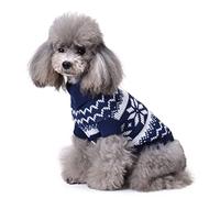 COLLBATH Classical Christmas Dog Clothes Snowflake Pattern Turtleneck Sweater Pet Winter Outfit Fleece Dog Coat Christmas Puppy Costumes Size Xl
