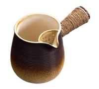 COLLBATH Coarse Pottery Turkish Coffee Pot with Pour Spout Gradient Design Milk Warmer and Sauce Pan Stove Top Tea Maker for Outdoor Camping and Family Use