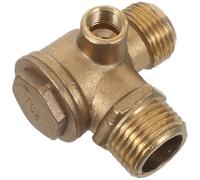 COLLBATH Copper Air Compressor Check Valve Pneumatic One-Way Non-Return Valve with Tee Connector Anti-backflow Industrial Replacement Part for Silent Air Pumps and Workshop Compressors