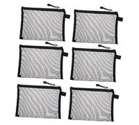 COLLBATH Cosmetic Bags Multi-Purpose Black Nylon Mesh 10pcs with Zipper Closure Travel Makeup Organizer Pouch for Toiletries and Stationery Storage