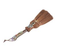 COLLBATH Crystal Wiccan Altar Broom Pendant with Amethyst Halloween Decoration Handmade Crystal and Wood Material Multi Functional Ritual Ornament for Home and Car Vintage Style Halloween