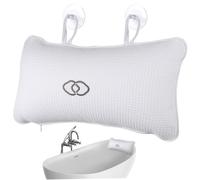 COLLBATH Cushioned Inflatable Bath Pillow with Suction Cups for Neck and Head Slip Spa Bath Cushion for Relaxing Bathtub Experience White