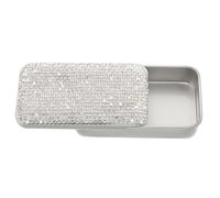 COLLBATH Diamond Encrusted Floss Box Sliding Cover Toothpick Holder Portable Pocket Floss Case for Travel and Work Bling Rhinestone Storage