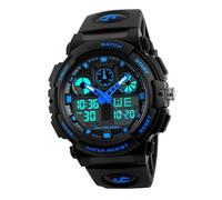 COLLBATH Digital Watch Sports Watch Waterproof Dual Display Chronograph LED Backlight PU Strap for Men Exercise 1270