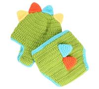 COLLBATH Dinosaur Shaped Knitted Clothes Set with Hat, Newborn Boy Photography Props Outfit in Green for Birthday and 100 Days Photoshoot Assorted style
