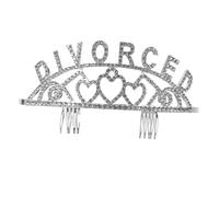 COLLBATH Divorce Crown Headpiece for Women Adjustable Silver Alloy Party Headdress Sparkling Crystal Baroque Style Hair Accessory Celebration Decoration