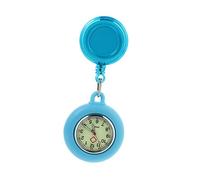 COLLBATH Doctor Luminous Quartz Pocket Watch with Clip Silicone Nursing Fob Watch for Nurses and Doctors, Retractable Hanging Brooch, Light Blue for Healthcare and Exams
