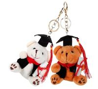 COLLBATH Doctor's Hat Bear Keychain Set 2pcs Plush Keyrings for Kids School Decor Birthday Present Keychain Accessory