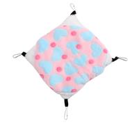 COLLBATH Double Hammock for Dogs Warm Fleece Cushion Bed Metal Frame for Sleeping or Playing Pink Loving Heart Inches