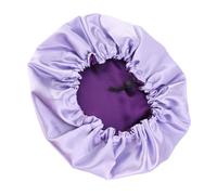 COLLBATH Double Layer Satin Sleeping Cap for Women Perm Hair Protection Night Sleep Hat Comfortable Beauty Bonnet with Spacious Design Suitable for Makeup and Face Washing Purple