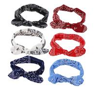 COLLBATH Elastic Rabbit Ears Headband Hair Bands Stretchy Knot Hairbands for Women Men Boys and Girls Paisley Pattern Hair Accessories Creative Headdress for Daily Wear
