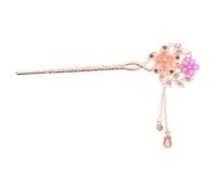 COLLBATH Elegant Cat Eye Gemstone Flower Hair Stick for Women Hanfu Long Hair Pin with Tassel Pendant Classic Hairpin for Party and Traditional Headdress