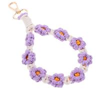 COLLBATH Elegant Daisy Flower Keychain Wristband Handmade Macrame Lanyard for Women Keyring Holder