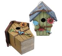 COLLBATH Elegant Wooden Bird House Set Decorative Nest Box for Parrots Larks Birds Supplies Sleep Nest Pet Art Outdoor Garden Decor Hanging Nesting Box