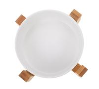 COLLBATH Elevated Cat Feeding Bowl Ceramic Wooden Stand Cat Water Bowl Comfortable Eating Reduces Neck Strain Easy to Clean