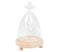COLLBATH Eternal Flower Glass Dome Display Ornament with Angel Shape Glass Cover and Light Base Decor for Home and Desktop Decoration