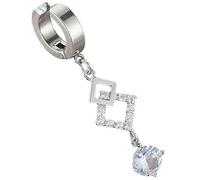 COLLBATH Fake Belly Button Ring Clip Dangle Zircon Belly Ring Pendant Women Stainless Steel
