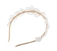 COLLBATH Floral Bridal Hair Hoop with Faux Pearls Rhinestones Elegant Princess Wedding Headpiece for Brides and Flower Secure Beaded Design Enhancing Bridal Glamour