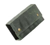 COLLBATH Folding Outdoor Camping Seasoning Storage Bag with Glass Spice Bottles Military Green Canvas Organizing Pouch for BBQ Picnic Kitchen Use