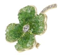 COLLBATH Four-leaf Clover Brooch Green Crystal Shamrock Pin for Scarf Hat St Patrick's Day Luck Charm Brooch Pin