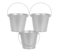COLLBATH Galvanized Mini Tin Buckets 3pcs Silver Metal Handheld Small Iron Buckets with Handles for Plant Containers, Succulent Pots, Party Favors, and Garden Planters 8x10.5x12cm