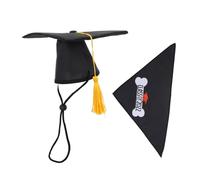 COLLBATH Graduation Party Dog Decor Set 2pcs Polyester Doctoral Hat Bandana Pet Bandana Dog Cosplay Accessory
