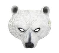 COLLBATH Halloween Polar Bear Half Face PU Animal Mask Elastic Fit Breathable Fabric for Masquerade Costume Party Cosplay