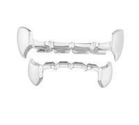 COLLBATH Halloween Silver Vampire Fangs False Teeth Lightweight Eco Friendly Denture Model for Adults Costume Party Props