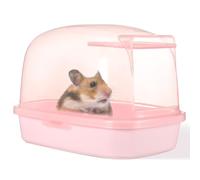 COLLBATH Hamster Sand Bath Container with Plastic Sauna Toilet for Small Pets and Squirrels, Pink Hamster Sand Bath Box Beneficial to Pet's Health, to Put the Pet Cage