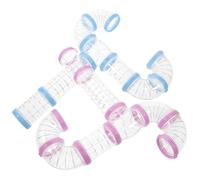 COLLBATH Hamster Tunnel Kit Diy Connectors 2 Sets of Pink and Blue Plastic External Tubes for Hamster Cage Supplies Creative Play Accessories for Small Pets