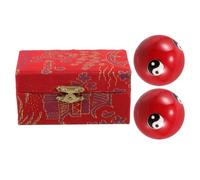 COLLBATH Hand Therapy Balls Set with Decorative Cloisonne Enamel, Smooth Red Tai Chi Stress Balls for Adults, Hand Exercise and Massage Device for Strengthening Grip and Physical Therapy