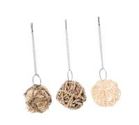 COLLBATH Hanging Bird Toy Rattan Balls 3pcs Parrot Hamster Rabbit Chew Toys for Pet Birds Cage Entertainment