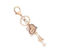 COLLBATH Heart Keychain Korean Style Wooden Love Keyring Car Key Ring Decor Bag Accessory for Women Cute Heart-Shaped Design