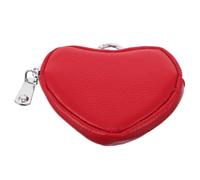 COLLBATH Heart Shaped Coin Purse for Women Cute Mini Wallet with Keychain Vintage Design for Coins Earphones Essentials for Shopping Dating Travel Red