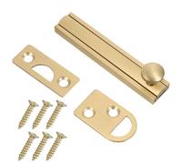 COLLBATH Heavy Duty Concealed Flush Mount Door Bolt Latch 3-inch Brass Surface Slide Lock for Barn, Room, and French Doors with 90° Right Angle, Anti-Theft Security Lock for Home