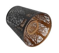 COLLBATH Hollow Metal Lampshade with Forest Tree Pattern Black and Gold Iron Carved Design Compatible Table and Floor Lamp Shade Easy to Install Soft Bright Lighting for Cozy Ambiance