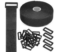 COLLBATH Hook and Loop Cable Straps with Plastic Buckles Self-Adhesive Cinch Ties for Organizing Wires and Cables in Home Office Garage Flexible Wear-Resistant