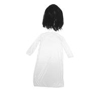 COLLBATH Horrible Ghost Bride Dress White Suit with Black Wig Scary Halloween Costume for Dance Parties Carnivals and Role Play Events