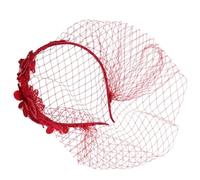 COLLBATH Hot Pink Fascinator Veil Headband Elegant Headwear for Wedding and Party