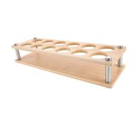 COLLBATH Industrial Style Shot Glass Holder Wooden and Rack for Kitchen Bar Space Saving Display Shelf with Stable Support for Neat Glassware Organization