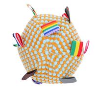 COLLBATH Interactive Dog Squeaky Plush Ball with Built-in Bell and Straps for Small Medium Large Dogs Chewable Soft Teething Relief with Bright Colors for Indoor Outdoor Play and Mental