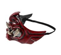 COLLBATH Japanese Samurai Devil Mask Red Half Face Breathable Halloween Party Cosplay Accessory for Men Women Masquerade Mardi Gras Costume