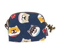 COLLBATH Japanese Style Mini Coin Purse Cute Change Wallet Hard Shell for Girls, Multifunctional Small Storage Bag Suitable for Everyday Use, Blue Garden Dog Half Moon Design