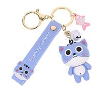 COLLBATH Key Chain Pendant Decor Cat Holder Pompom Lanyards for Women Moving Plush Pendants Keychains Jumbo Cute Keychain Stickers Key Racks for Wall Charms Plush Keychain Blue PVC