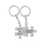 COLLBATH Keychain Accessories for Couples 2pcs Jigsaw Puzzle Keychains Creative and Elegant Pendant Set