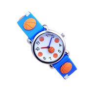 COLLBATH Kids Adjustable Watch Creative Cartoon Basketball Design Blue Simple Lovely Lightweight Plastic PVC Stainless Steel Zinc Alloy Dial Scale Small Clock Error for Children's Casual