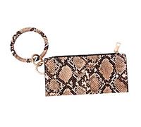 COLLBATH Leather Bracelet Keychain Pu Bag Fashion Purse Woman Girl Lady Snake Pattern Purses for Women Zip Ladies Wallet Portable Bag Sequined Purse Cosmetic Bag