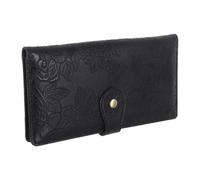 COLLBATH Long Black Wallet for Women Elegant Bifold Minimalist Card Holder Purse Thin Clutch Money Organizer for Busy City